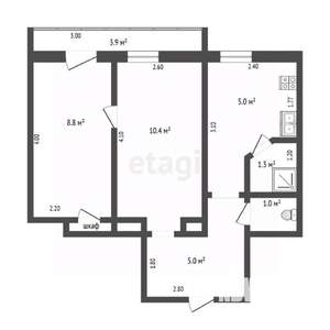 2-к квартира, вторичка, 39м2, 2/3 этаж