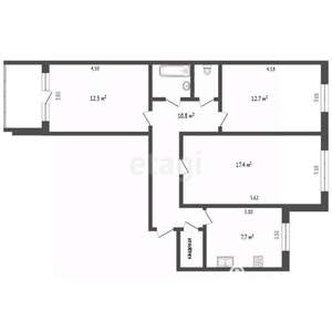 3-к квартира, вторичка, 66м2, 9/9 этаж