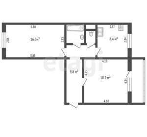 2-к квартира, вторичка, 56м2, 2/10 этаж