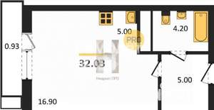 Студия квартира, вторичка, 32м2, 15/30 этаж