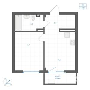 1-к квартира, вторичка, 41м2, 3/10 этаж