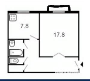 1-к квартира, вторичка, 41м2, 5/5 этаж