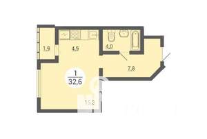 Студия квартира, вторичка, 33м2, 4/9 этаж