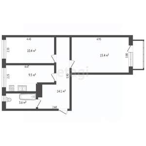 2-к квартира, вторичка, 53м2, 2/2 этаж