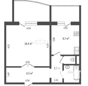 1-к квартира, вторичка, 40м2, 8/9 этаж