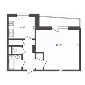 1-к квартира, вторичка, 36м2, 5/9 этаж