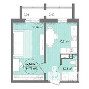 1-к квартира, вторичка, 37м2, 2/13 этаж