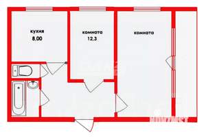2-к квартира, вторичка, 50м2, 5/10 этаж