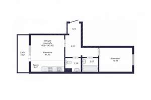 2-к квартира, вторичка, 43м2, 1/10 этаж