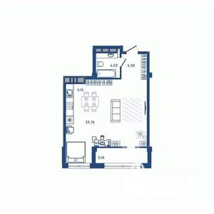 1-к квартира, вторичка, 46м2, 15/23 этаж