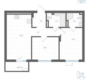 2-к квартира, вторичка, 58м2, 8/18 этаж