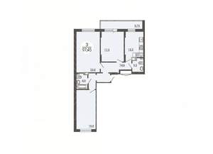 3-к квартира, вторичка, 95м2, 3/25 этаж