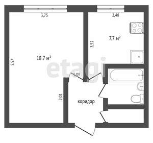 1-к квартира, вторичка, 31м2, 1/5 этаж