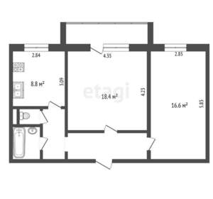 2-к квартира, вторичка, 57м2, 4/10 этаж