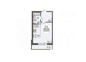 Студия квартира, вторичка, 33м2, 25/25 этаж