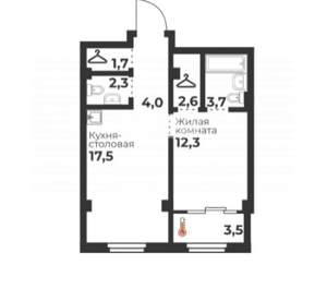 1-к квартира, вторичка, 44м2, 5/23 этаж