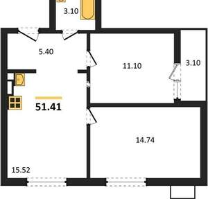 2-к квартира, вторичка, 51м2, 2/10 этаж