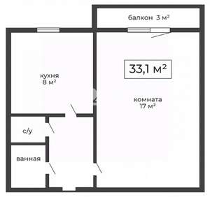 1-к квартира, вторичка, 33м2, 1/9 этаж