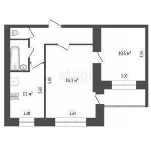 2-к квартира, вторичка, 45м2, 7/10 этаж