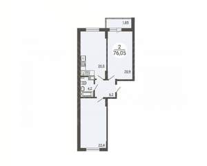 2-к квартира, вторичка, 76м2, 10/25 этаж