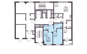 1-к квартира, вторичка, 46м2, 1/8 этаж