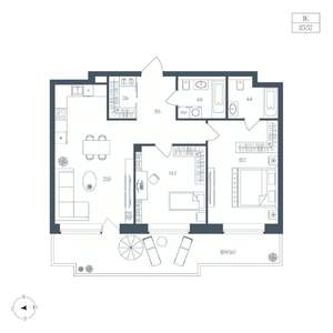 1-к квартира, вторичка, 84м2, 2/7 этаж
