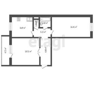 2-к квартира, вторичка, 54м2, 2/10 этаж