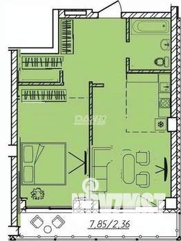 1-к квартира, вторичка, 53м2, 9/29 этаж