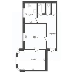 2-к квартира, вторичка, 59м2, 4/5 этаж