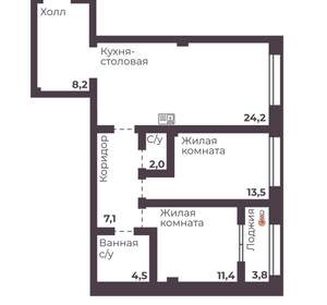 2-к квартира, вторичка, 71м2, 5/17 этаж