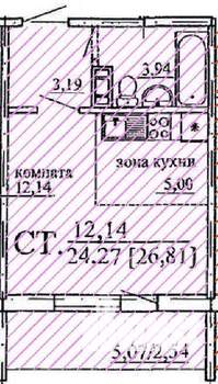 Студия квартира, вторичка, 27м2, 5/10 этаж