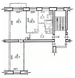 3-к квартира, вторичка, 59м2, 2/5 этаж