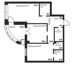 2-к квартира, вторичка, 96м2, 16/29 этаж