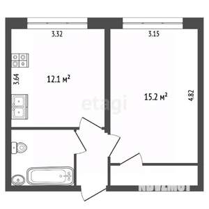 1-к квартира, вторичка, 36м2, 5/9 этаж
