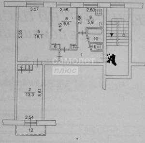 3-к квартира, вторичка, 58м2, 2/5 этаж