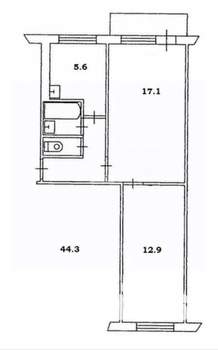 2-к квартира, вторичка, 44м2, 2/5 этаж