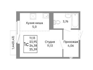 Студия квартира, строящийся дом, 24м2, 7/10 этаж