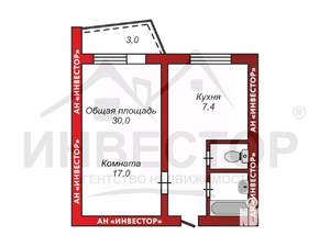 1-к квартира, вторичка, 34м2, 5/10 этаж