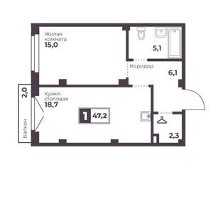 1-к квартира, вторичка, 47м2, 5/17 этаж
