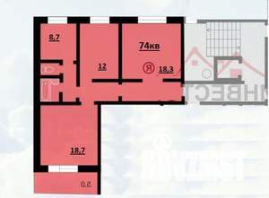 3-к квартира, вторичка, 74м2, 8/10 этаж