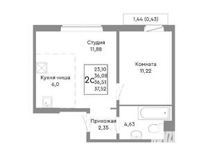2-к квартира, вторичка, 37м2, 5/10 этаж