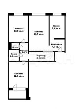 3-к квартира, вторичка, 69м2, 1/9 этаж