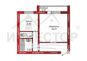 1-к квартира, вторичка, 40м2, 3/9 этаж