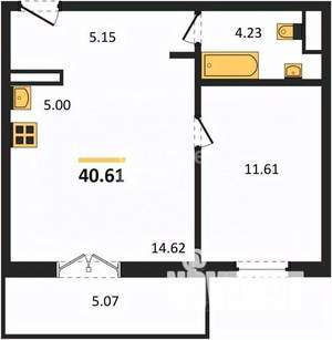 1-к квартира, вторичка, 40м2, 3/10 этаж