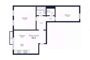 2-к квартира, вторичка, 62м2, 5/10 этаж