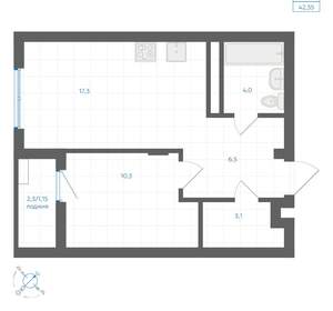 1-к квартира, вторичка, 42м2, 3/18 этаж