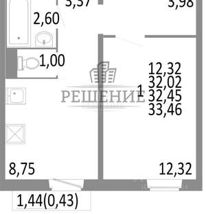 1-к квартира, вторичка, 33м2, 4/10 этаж