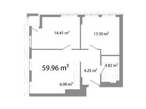 3-к квартира, строящийся дом, 60м2, 2/25 этаж