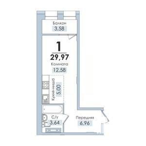 1-к квартира, вторичка, 30м2, 6/10 этаж