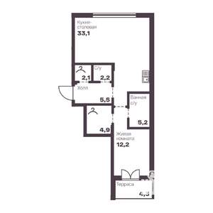 1-к квартира, вторичка, 67м2, 1/9 этаж